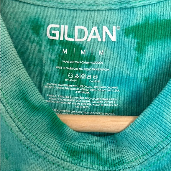 Green Tie-Dye Kids Shirt with Mushroom Design - Picture 2 of 8